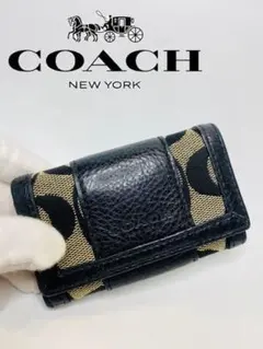 G83 COACH コーチ キーケース コンパクト シグネチャー ブラック