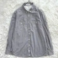 レプシィム ストライプシャツ ボタンダウン 青 M 綿100 シンプル　長袖