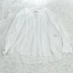 美品♡ヌキテパ 衿フリルブラウス シアー素材 五明祐子コラボ インド綿のサムネイル