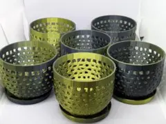 穴あきデザイン プラスチック植木鉢 6個セット　鉢⑩