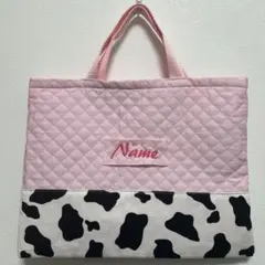 【名入れ無料】レッスンバック　牛柄