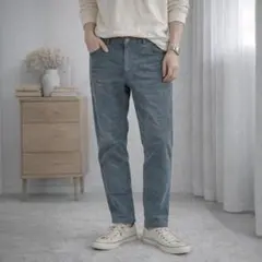 BEAUTY&YOUTH コーデュロイ テーパードパンツ【普段使い】L グレー系