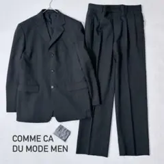 コムサデモードメン セットアップスーツ M グレー ストライプ ウール ビジネス