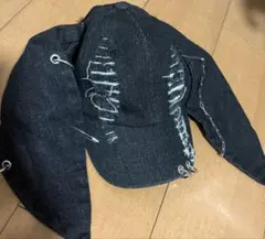 ダメージデニム キャップ チェーン付き