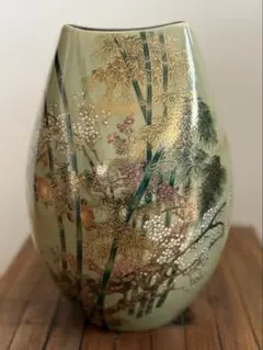 花瓶 陶器 伝統柄 竹 梅 松 縁起物 フラワーベース 九谷焼 | Mercari