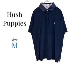 ハッシュパピー【M】ワンポイント ポロシャツ 半袖Tシャツ イケおじ ネイビー夏