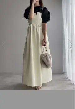 【新品未使用】【タグ付き】アイボリー ジャガードキャミワンピース