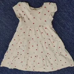 petit mine　薄ピンクにハート柄 ワンピース 半袖　110