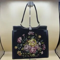 プチポアン風 ビーズ刺繍 花柄 ヴィンテージバッグ 英領香港 ハンドメイド