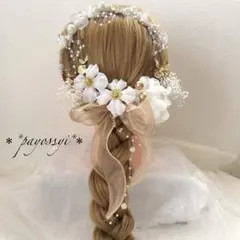 卒業式 成人式 結婚式 髪飾り ヘッドパーツ 水引 ドライフラワ