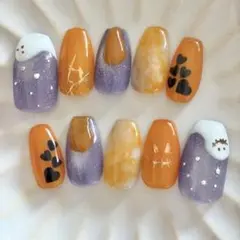 【現品】ネイルチップ ハロウィン マグネット ニュアンス 秋ネイル