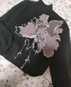 値下げ中【HARE】黒のハイネックニット・グラフィックプリント