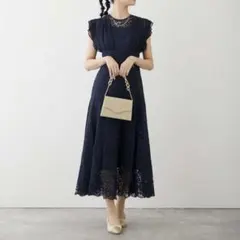 完売品❣️DorryDoll シフォン×レースバックリボンドレスオケージョンドレス