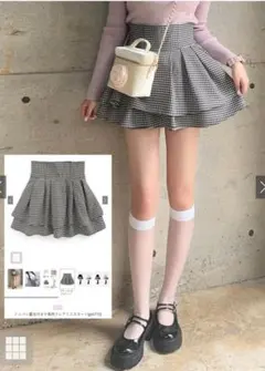 Mサイズ インパン裏地付き千鳥柄フレアミニスカート