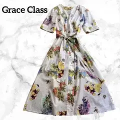 グレースクラス　ボタニカルロングガウン　フラワープリントワンピース　2Way