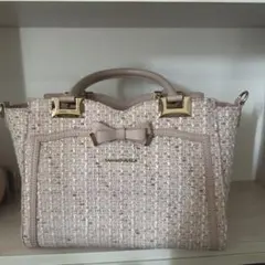 Samanthvega ピンク ツイード ハンドバッグ