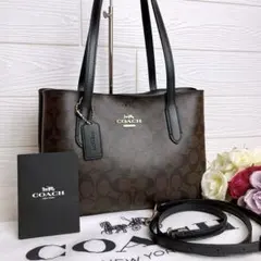 極美品☆COACHコーチ 2wayショルダーバッグ ブラウン シグネチャー