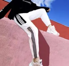 ラインパンツ　ジャージ　スウェット　スラックス　韓国　w1