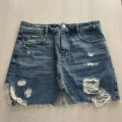 ZARA ダメージデニムミニスカート