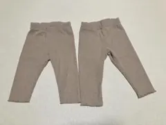 H&M ベージュメランジ コットンリブレギンス 80cm 12M 2枚セット