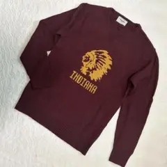 Contribe インディアナ ロゴ ニット　ボルドー　Lサイズ