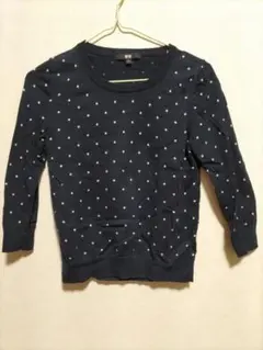 UNIQLO ネイビー ドット柄 セーター S
