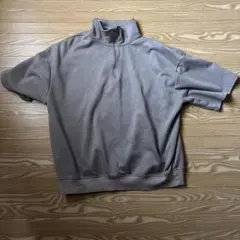 CLEL ハーフジップ 半袖シャツ グレージュ S