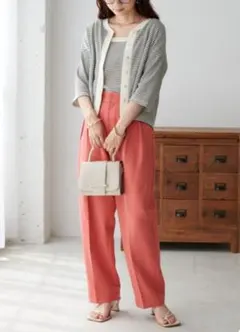 Discoat ワイドテーパードパンツ サーモンピンク Mサイズ 新品未使用