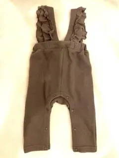 petit main 80 フリル付きロンパース　オーバーオール　春先