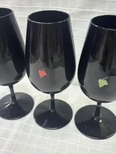 黒いガラス製テイスティング用ワイングラス 3個セット