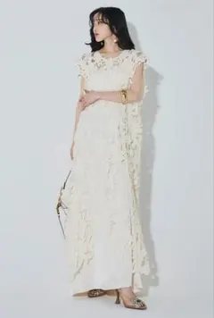 ANDREA&Co. AUBREY ボリュームフリルチュールスカート アイボリー
