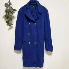 ブルー ダブルブレストコート ピーコート ロングコート ジャケット アウター