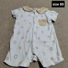 お値下げ　ベージュ　クマ柄　 襟付き　ロンパース 80cm