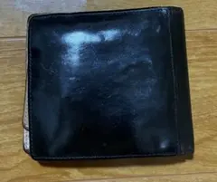 工房 悠 コードバン 2つ折り財布 レザー ブラック 使用感あり