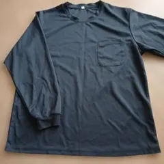 ダークグレー 長袖カットソー ポケット付き メッシュ素材 LLサイズ