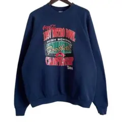 カナダ製 90s フルーツオブザルーム プリント スウェット ネイビー XXL