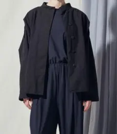 バーベルオブジェクト 25SS シルク コットン ノーカラージャケット 2 バーベルオブジェクト 25SS シルク コットン ノーカラージャケット 2
