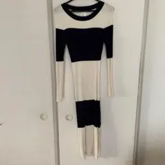 H&M ボーダーニットロングワンピース