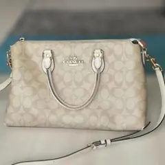 【訳あり】COACH コーチ 2way ショルダーバッグ シグネチャー 白