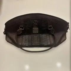 【イタリア製】 一点物 ダークブラウン レザー ハンドバッグ