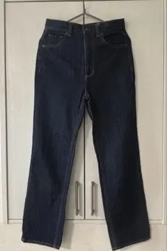 GU ダークブルー ハイウエストストレートジーンズ S