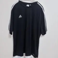 アディダス 三本線 Ｔシャツ クルーネック半袖 6XO ビッグサイズ 黒白 ジムのサムネイル