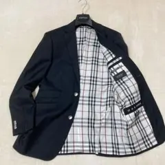 【美品】バーバリーブラックレーベル ノバチェック JK 銀釦 シルク 三陽商会M