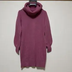 UNIQLO Mサイズ パープル ピンク タートルネック ニットミニ丈ワンピース