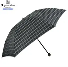 【新品】アクアスキュータム クラブチェック柄 雨傘（折り畳み傘） ブラックのサムネイル