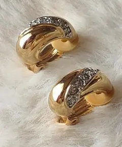 極美品 ニナリッチ ヴィンテージゴールド イヤリング ビジュー　ラインストーン