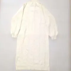 groveケーブル編み ニットワンピース　オフホワイト　スリット　M