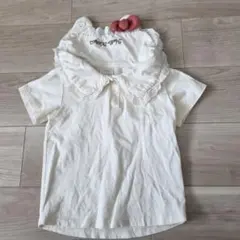 フタフタ ハローキティ フリル襟付き 半袖Tシャツ 110cm オフホワイト