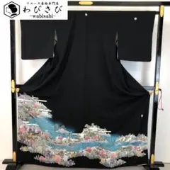 黒留袖 作家物 地紙 花車 花模様 金駒 金彩 K-5505 - メルカリ
