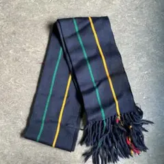 ウールストライプマフラー ネイビー